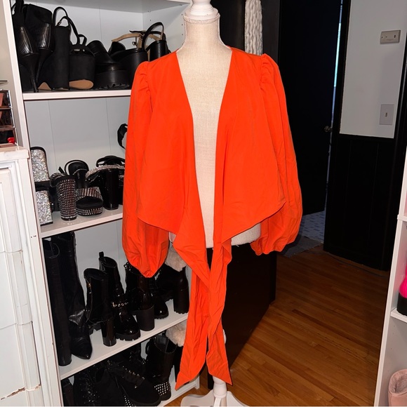 DONATED Lathern Sleeve Knot Front Crop - XXL - Orange - Picture 5 of 8